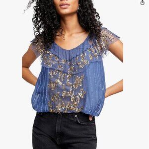 Free People Sequin Tulle Convertible Off The Shoulder Top